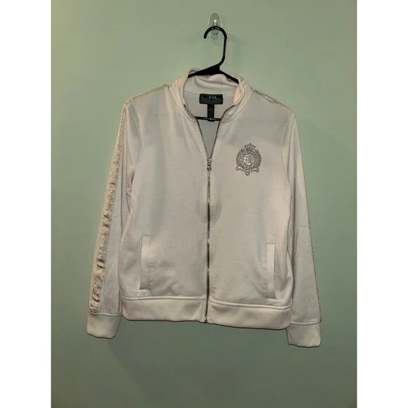 Ralph Lauren Active Ralph Laruren Zip Up Jacket with Gold Detail Sleeve Sz L - Picture 1 of 4
